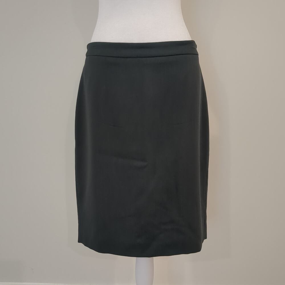 J.Crew No 2 Womens 6 Pencil Skirt Dark Green 100% Wool Career Office Wear